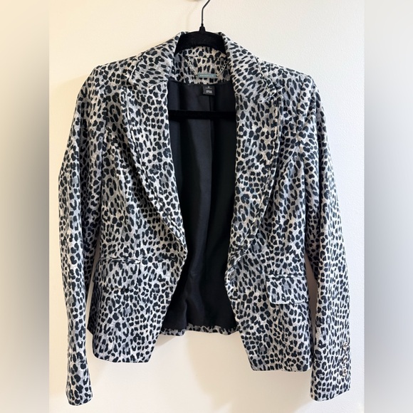 White House Black Market Black and Gray Leopard Blazer - Picture 3 of 8